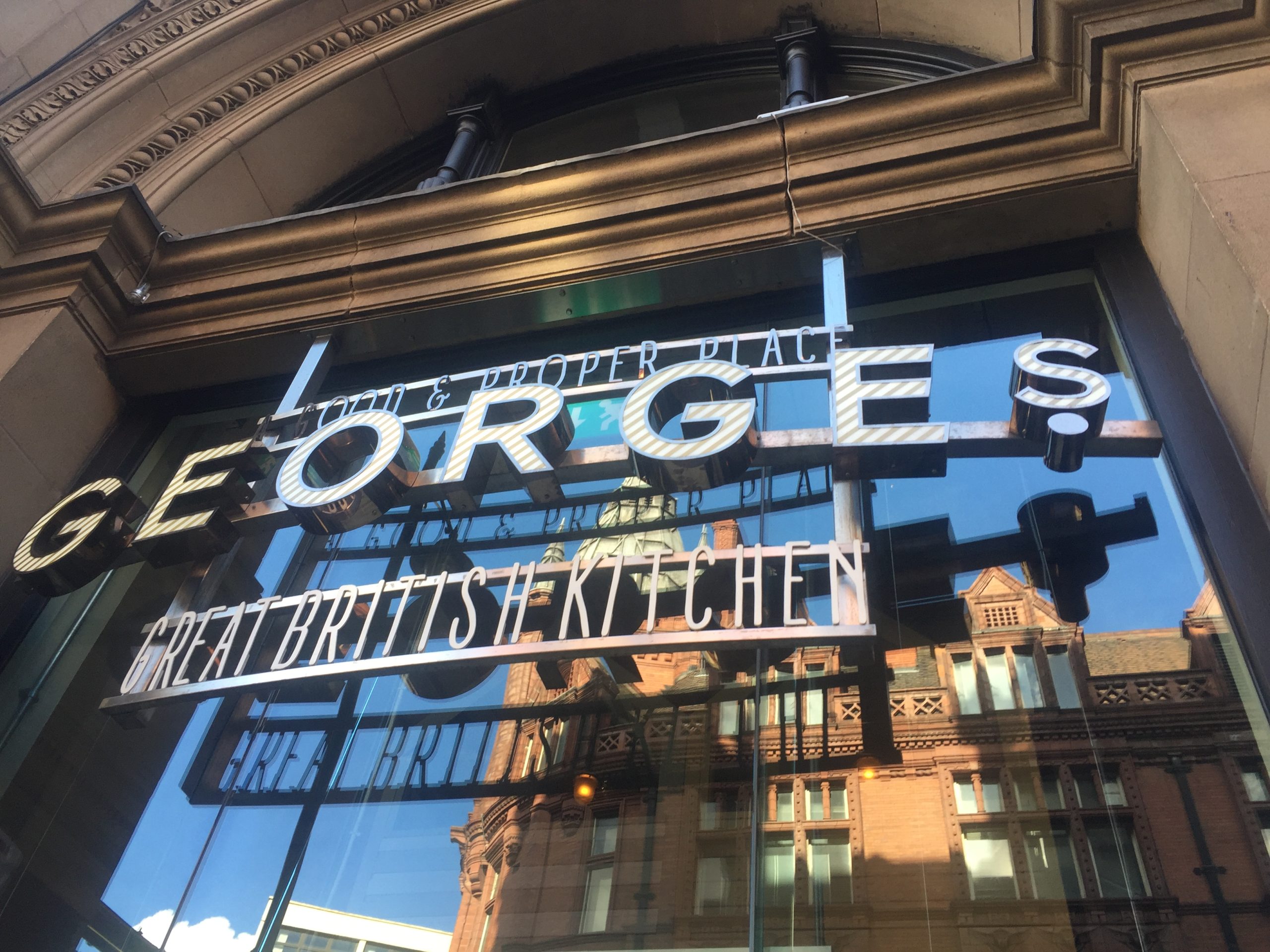 Built-up window lettering for Georges